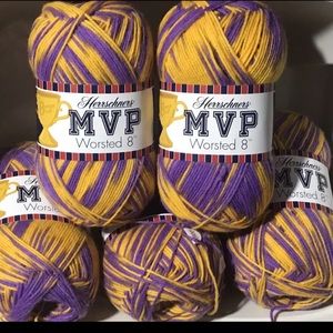 4 Ply Acrylic Yarn variegated Herrschners MVP Purple\Gold Lot Of 5 8oz Skeins